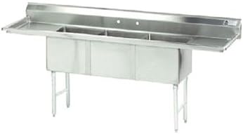 96' 3 Compartment Sink w/ 16'L x 20'W Bowl, 14' Deep