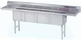 Advance Tabco FC Series Stainless Steel 4 Compartment Fabricated Sink, 24 x 24 inch Bowl -- 1 each.