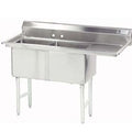 Advance Tabco FC Series Stainless Steel 2 Compartment Fabricated Sink, 24 x 24 inch Bowl - with One Side Drainboard -- 1 each.