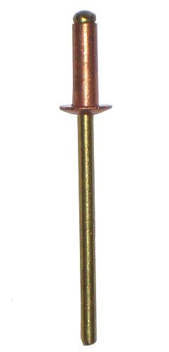 1/8' Diameter Copper Blind Rivet with Copper Mandrel, Dome Head, Grip Range .251-.375 (Pack of 1000)