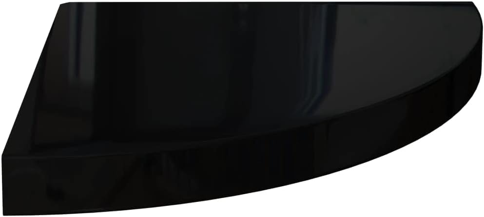 Floating Corner Shelves 4 pcs,Wall Mounted Shelf,Display Ledge,for Storage,Bedroom Living Room Office and More High Gloss Black 13.8'x13.8'x1.5' MDF