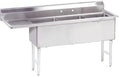 Economy 68.5' x 25.75' Triple Fabricated Bowl 3 Compartment Scullery Sink