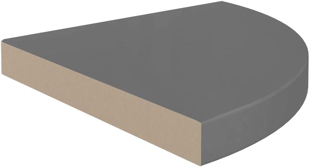 4pcs Floating Corner Shelves, Wall Mounted Corner Storage Display Shelving for Bathroom, Bedroom, Living Room, Kitchen, High Gloss Gray 13.8'x13.8'x1.5' MDF -AA