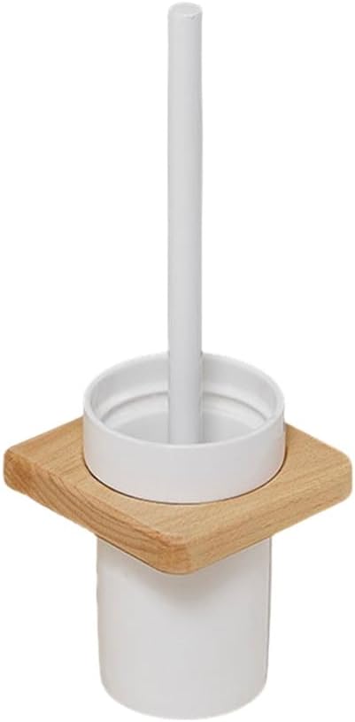 Wooden Bathroom Hardware Sets Towel Ring Rack Paper Holder Towel Bar Hook Shelf Bathroom Accessories White Kit,Toilet Brush Round