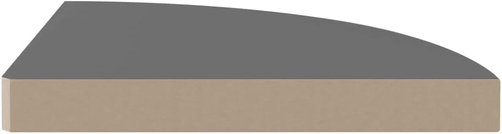 4pcs Floating Corner Shelves, Wall Mounted Corner Storage Display Shelving for Bathroom, Bedroom, Living Room, Kitchen, High Gloss Gray 13.8'x13.8'x1.5' MDF -AA