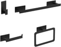 Bathroom Accessories Set Matte Black Wall Shelf Toilet Roll Paper Holder Robe Hook Hanger Towel Rail Bar Rack Ring Bath Hardware,Black 4PCS Set A