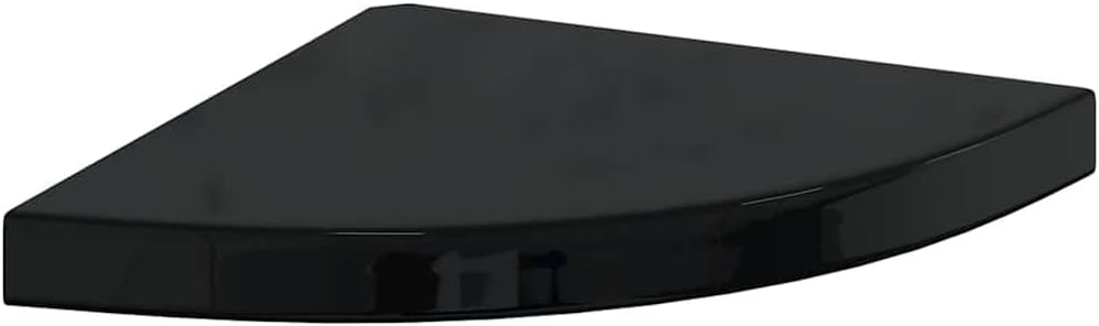 Floating Corner Shelves Set of 4, High Gloss Black Wall Mounted Display Shelves for Living Room Bedroom, 13.8x13.8x1.5 Inch Modern Corner Shelf with Invisible Mount, Durable MDF and Metal