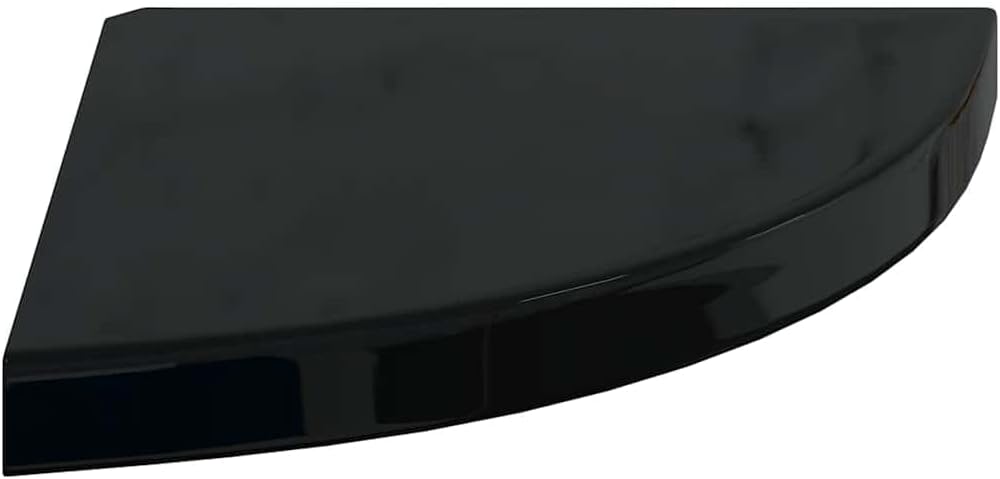 Floating Corner Shelves Set of 4, High Gloss Black Wall Mounted Display Shelves for Living Room Bedroom, 13.8x13.8x1.5 Inch Modern Corner Shelf with Invisible Mount, Durable MDF and Metal