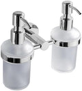 Chrome Bathroom Hardware Sets Stainless Steel Toilet Brush Holder WC Roll Paper Towel Bar Shelf Shower Soap Dish Wall Robe Hooks,Double Dispenser
