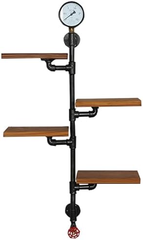 Black Industrial Pipe Shelf Bracket - 4-Tier Retro Wall-Mounted Floating Corner Shelves - Rustic Industrial Storage for Kitchen, Bar, Living Room, Home Decor