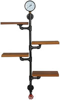 Black Industrial Pipe Shelf Bracket - 4-Tier Retro Wall-Mounted Floating Corner Shelves - Rustic Industrial Storage for Kitchen, Bar, Living Room, Home Decor