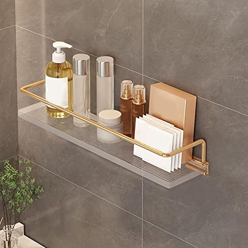 Acrylic Corner Shower Caddy with Towel Shelf - Wall Mounted Bathroom Orgafor Cosmetic and Skin Products - Floating Shelf for Dressing Table and Kitche(Gold-40Cm)