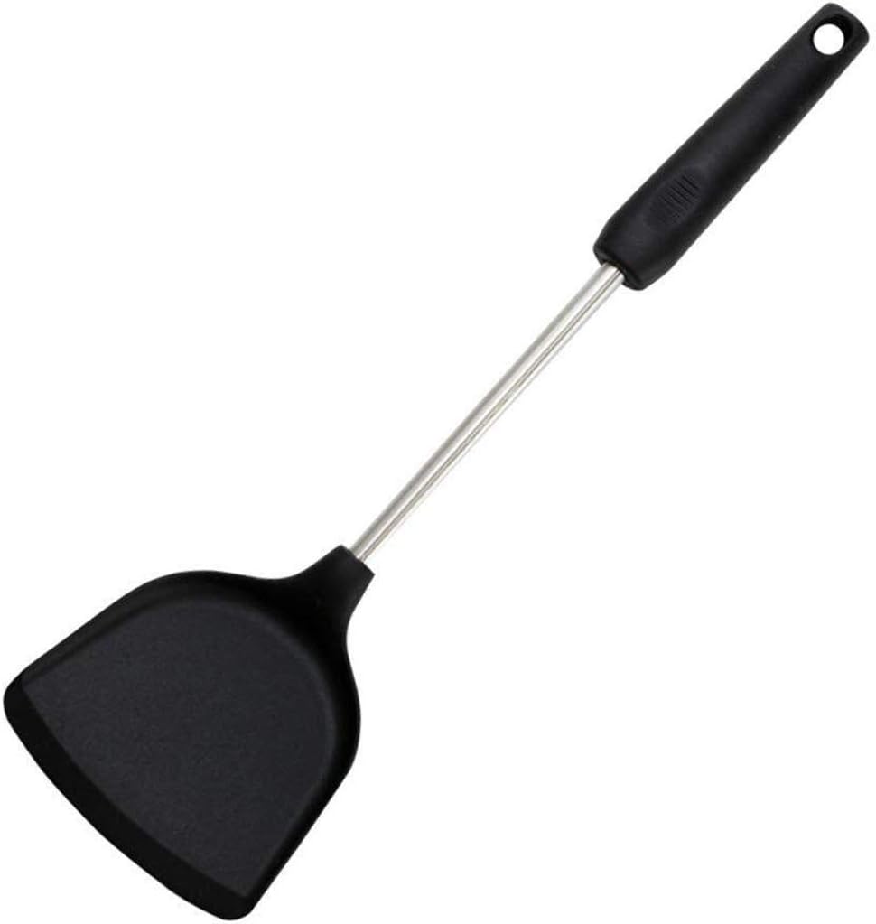 Kitchen Spatula Heat Resistant Silicone and Stainless Steel - Slotted Spatula Rubber Grip Flexible Silicone Spatula(D)