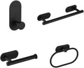 No Drilling Stainless Steel Self-Adhesive Towel Bar Paper Holder Robe Hook Towel Ring Black Silver Gold Bathroom Accessories Set,Black 4PCS Set