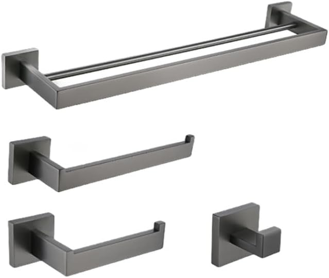 Brushed Grey Bathroom Accessorie Stainless Steel Gun Metal Towel Rack Toilet Paper Holder Robe Hook Towel Bar Toilet Hardware,2 Bars Set 50cm
