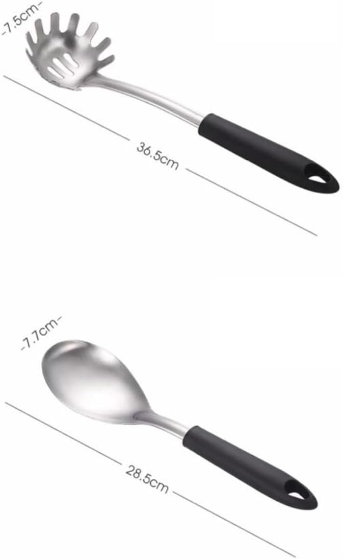Kitchen Tools Spoons for Cooking Spatulas Cooking Utensils Sets Stainless Steel Spatulas Spoons Cookware Dining 6 Pieces (Black)