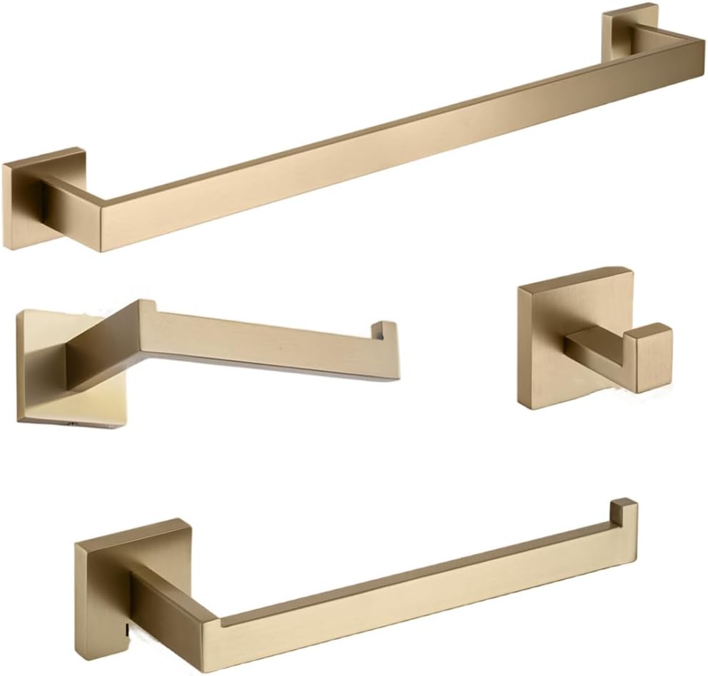 Bathroom Hardware Set Bathroom Accessories Black Robe Hook Towel Rail Bar Rack Bar Shelf Tissue Paper Holder Toothbrush Holder,Set,Gold