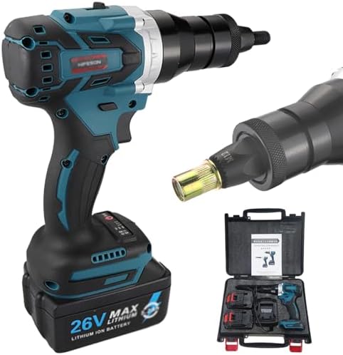 2-in-1 Cordless Rivet Nut Gun Set - Portable Automatic Pop Rivet Tool with M3/M4/M5/M6/M8/M10/M12, Battery Powered, 5200mAh Rechargeable Battery, Perfect for DIY and Professional Use