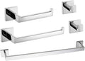 Bathroom Hardware Set Accessories Stainless Steel Black Shelf Robe Hook Hanger Long Towel Rail Bar Rack Tissue Paper Holder,5 Pieces Chrome