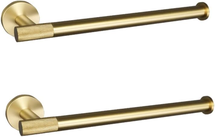 Golden Towel Rack Towel Bar Ring Brushed Gold Hardware Set Robe Coat Hook Toilet Tissue Paper Holder Bathroom Accessories Kit,2 PCS Towel Ring