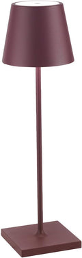Zafferano, Poldina Pro Lamp, Rechargeable Cordless Table Lamp with Touch Controls, Suitable for Indoor and Outdoor, Dimmer, 2200-3000 K, Height 14.9 Inches, Bordeaux Color