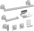 Stainless Steel Bathroom Hardware Set Robe Hook Towel Rail Bar Rack Bar Shelf Toilet Paper Holder Bathroom Accessories Sets,7pcs A Set Sliver,1