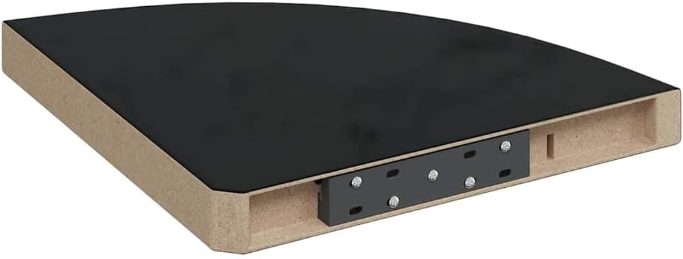 Floating Corner Shelves Set of 4, High Gloss Black Wall Mounted Display Shelves for Living Room Bedroom, 13.8x13.8x1.5 Inch Modern Corner Shelf with Invisible Mount, Durable MDF and Metal