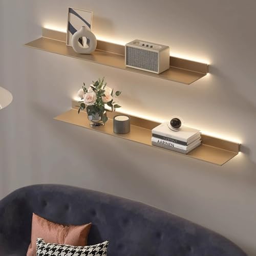 Floating Shelf with LED Light and Built-in Lithium Battery, Heavy Duty Commercial Display Shelf for Living Room, Kitchen, Restaurant, Home and Office