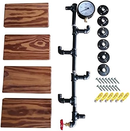 Black Industrial Pipe Shelf Bracket - 4-Tier Retro Wall-Mounted Floating Corner Shelves - Rustic Industrial Storage for Kitchen, Bar, Living Room, Home Decor