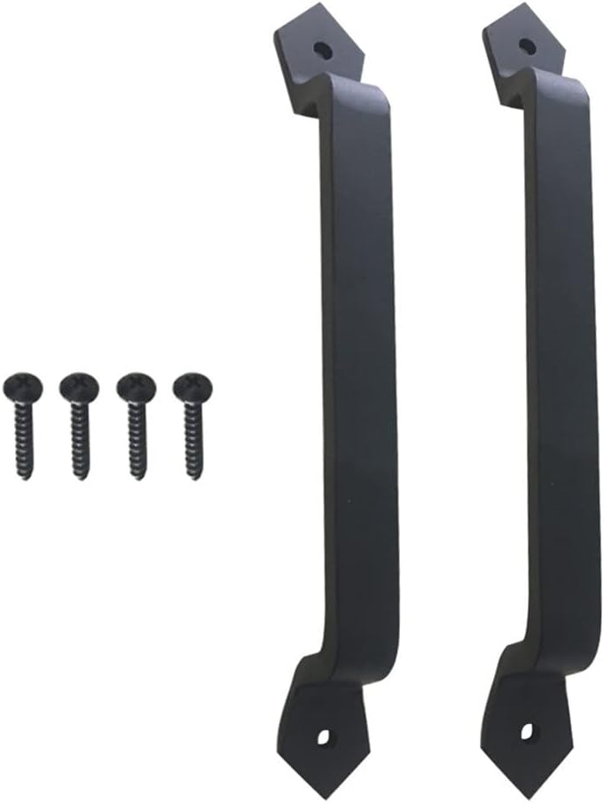 2 Pcs 11 Inch Sliding Barn Door Handle Vintage Heavy Duty Pull Set for Gate Kitchen Furniture Cabinet Closet Drawer Screws Inclu