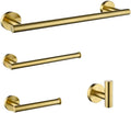 Brush Gold Bathroom Hardware Accessories Set Towel Bar Paper Holder Towel Ring Robe Hook Round Classic Bathroom Fittings,4 Piece kit 50cm