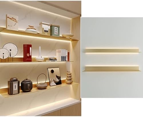 Floating Shelf with LED Light and Built-in Lithium Battery, Heavy Duty Commercial Display Shelf for Living Room, Kitchen, Restaurant, Home and Office