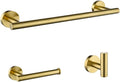 Brush Gold Bathroom Hardware Accessories Set Towel Bar Paper Holder Towel Ring Robe Hook Round Classic Bathroom Fittings,3 Piece kit 50cm