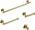 Gold Bathroom Hardware Accessories Set with Knurled Brass Finish Includes Towel Bar Towel Ring Robe Hook Paper Holder and Toilet Brush Holder (Kit 45)