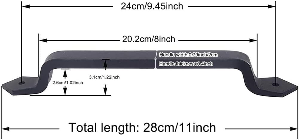 2 Pcs 11 Inch Sliding Barn Door Handle Vintage Heavy Duty Pull Set for Gate Kitchen Furniture Cabinet Closet Drawer Screws Inclu