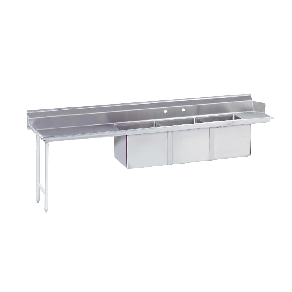 Advance Tabco DTC-3-2020-96L Dishtable with Three Compartment Sink, 20' x 20' x 12' Bowls, 23' Left Drainboard