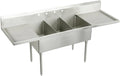 Elkay WNSF8345LR Weldbilt 93' Triple Basin Free Standing Stainless Steel Utility Sink - 6 Faucet Holes