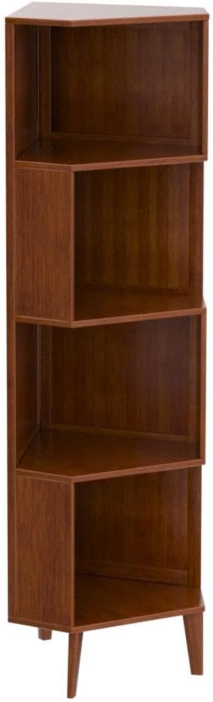 4-Tier Bookshelf Industrial Cube Shelf Corner Bookshelf Display Corner Storage Tall Bookcase Multifunctional Storage Display Stand Shelf for Home Office Living Room Decoration