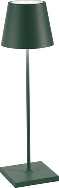 Zafferano, Poldina Pro Lamp, Rechargeable Cordless Table Lamp with Touch Controls, Suitable for Indoor and Outdoor, Dimmer, 2200-3000 K, Height 14.9 Inches, Dark Green Color