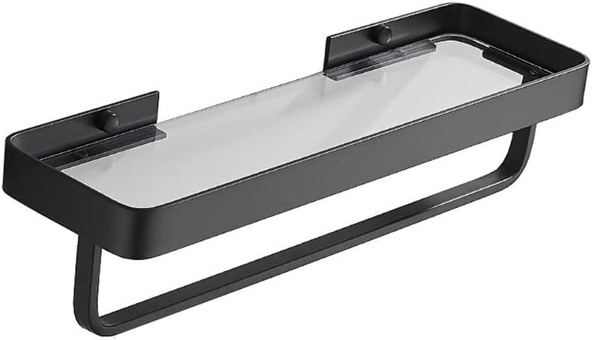 Floating Shelves Shower Caddy Bathroom Shelf Bathroom Shelf Bath Shower Shelf with Bar Aluminum White Glass Shelf Bathroom Corner Shelf Wall Mounted Kitchen STO