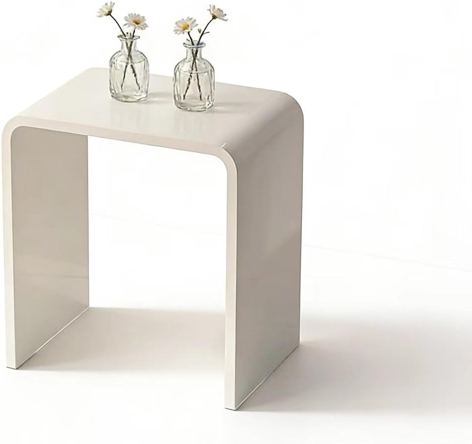 Clear Acrylic End Table with Rounded Edges,Transparent Small Side Table,Acrylic Side Table for Living Room, Night Stands for Bedrooms,Modern Occasional Tables (12' D x 16' W x 18' H) (White)