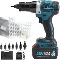 Cordless Electric Rivet Gun Set, 2-in-1 Automatic Riveter & Nut Tool, M3-M12 Battery-Powered Pop Rivet Installer, 2 Batteries (5200mAh + 2200mAh) for DIY & Professionals