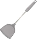 Kitchen Spatula Heat Resistant Silicone and Stainless Steel - Slotted Spatula Rubber Grip Flexible Silicone Spatula(Gray)
