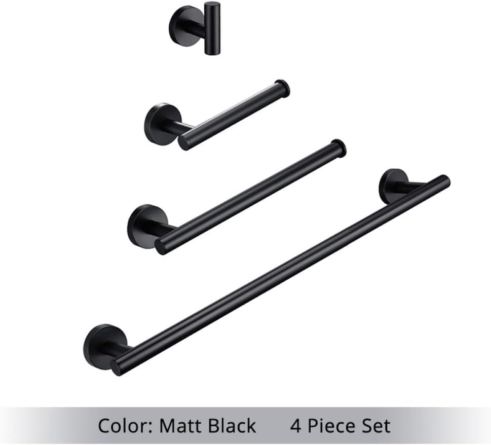 Bathroom Hardware Set Accessories Kit Brushed Stainless Steel Round Wall Rack Hand Bar Toilet Roll Paper Holder Robe Towel Hook,MB,45cm,Set