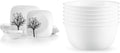 Corelle Vitrelle 18-Piece Service for 6 Dinnerware Set, Triple Layer Glass and Chip Resistant & Vitrelle 28-oz Soup/Cereal Bowls Set of 6, Chip & Crack Resistant Dinnerware Bowls
