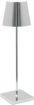 Zafferano, Poldina Pro Lamp with with Glossy Chrome Finish, Rechargeable Cordless Table Lamp with Touch Controls, Usable as an Indoor Lamp, Dimmer, 2200-3000 K, Height 14.9 Inches