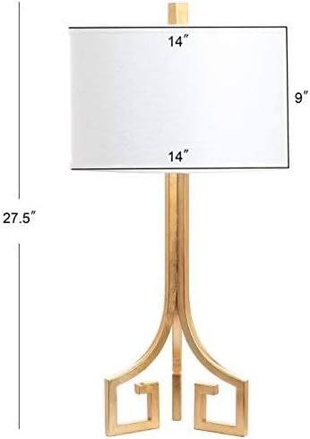 SAFAVIEH Lighting Collection Arabelle Modern Contemporary Greek Key Gold 28-inch Bedroom Living Room Home Office Desk Nightstand Table Lamp Set of 2 (LED Bulbs Included)