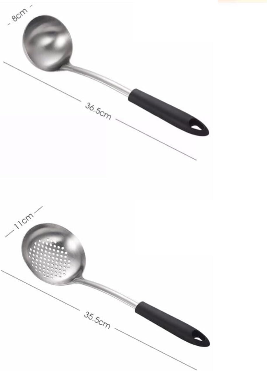 Kitchen Tools Spoons for Cooking Spatulas Cooking Utensils Sets Stainless Steel Spatulas Spoons Cookware Dining 6 Pieces (Black)