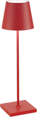 Zafferano, Poldina Pro Lamp, Rechargeable Cordless Table Lamp with Touch Controls, Suitable for Indoor and Outdoor, Dimmer, 2200-3000 K, Height 14.9 Inches, Red Color