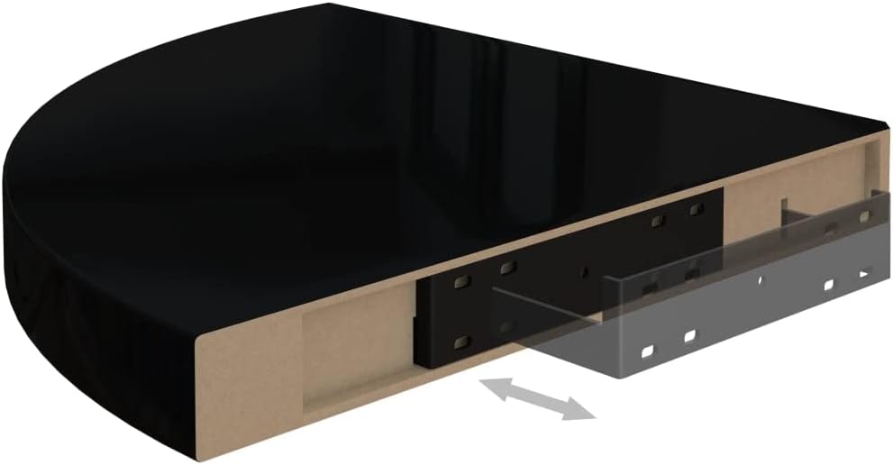 Floating Corner Shelves 4 pcs,Wall Mounted Shelf,Display Ledge,for Storage,Bedroom Living Room Office and More High Gloss Black 13.8'x13.8'x1.5' MDF